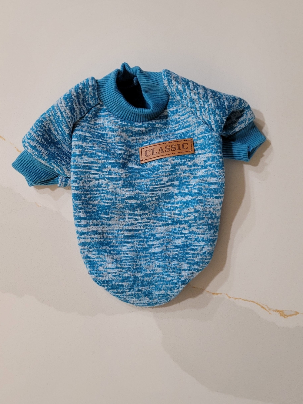 Classic Blue Marled Knit Dog Sweater